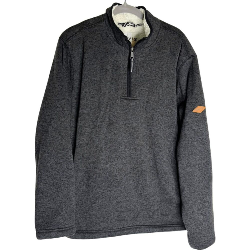 Orvis Men's Heather Sherpa Lined Quarter Zip Pullover Jacket Gray Large